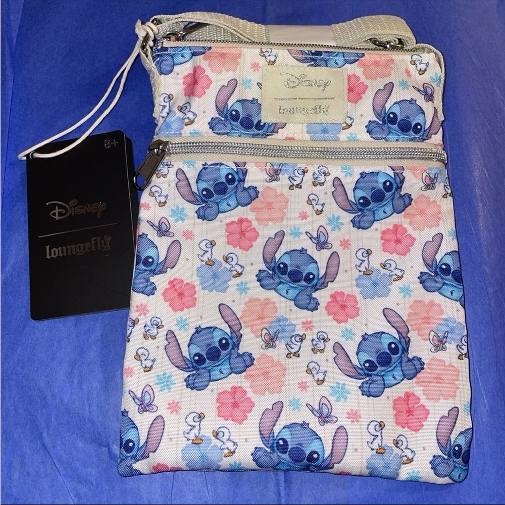 Exclusive Loungefly Disney Stitch Duck Floral Passport Crossbody Bag